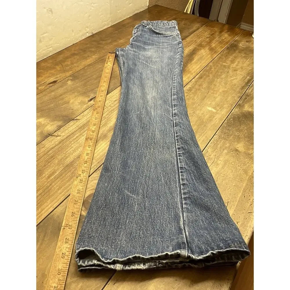 Vintage Levi’s 684 Orange Tab Bell Bottom Jeans 28x30 USA 70s Flare Distressed